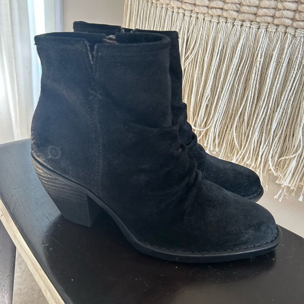 Born Black Suede Leather Ankle Boots